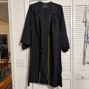 Oak Hall Black Graduation Gown with Gold Trim